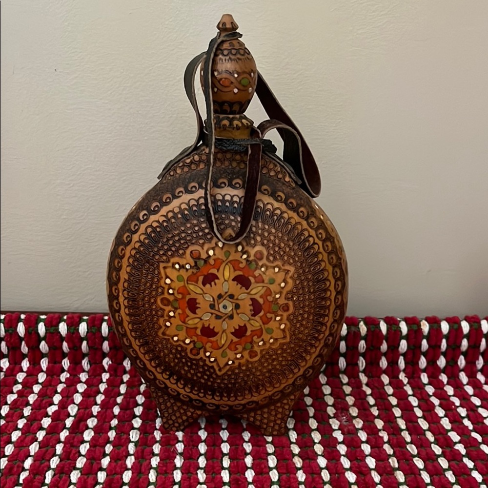 Vintage handmade, wooden flask